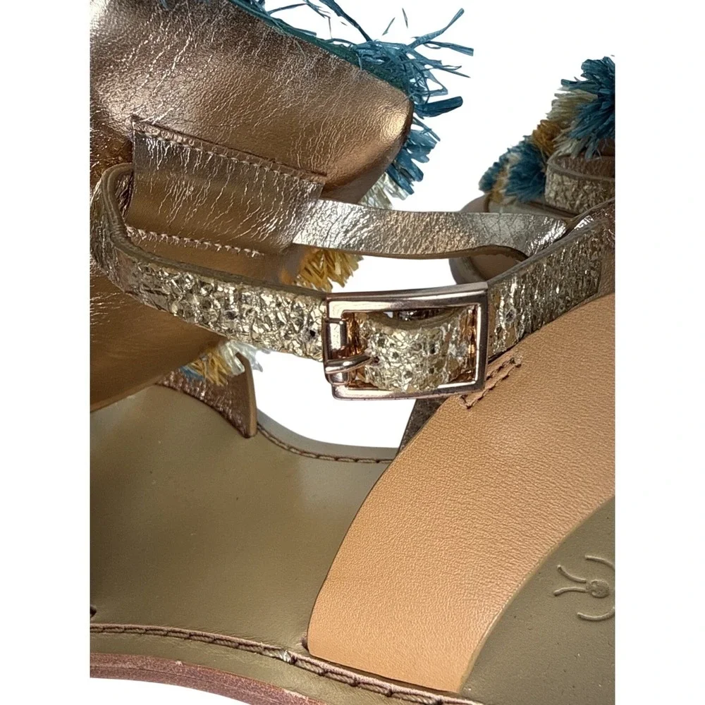 Sanchita Dilochia Embellished Fringe Slingback Sandal EU40 US9 Festival Bohemian